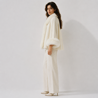 Nouvelle Arrivée 2026 – Manteau en Laine et Fourrure Premium Élégant et Chaud, Veste d'Hiver en Peluche avec Capuche en Fourrure, Manches Détachables Écologiques