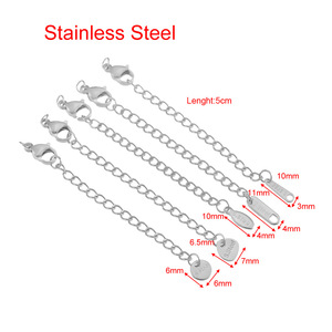 Chaînes d'extension en acier inoxydable plaqué or 18 carats en forme de cœur pour colliers et bracelets, avec fermoir mousqueton et diverses attaches de finition - Vente en gros - Product Image 4