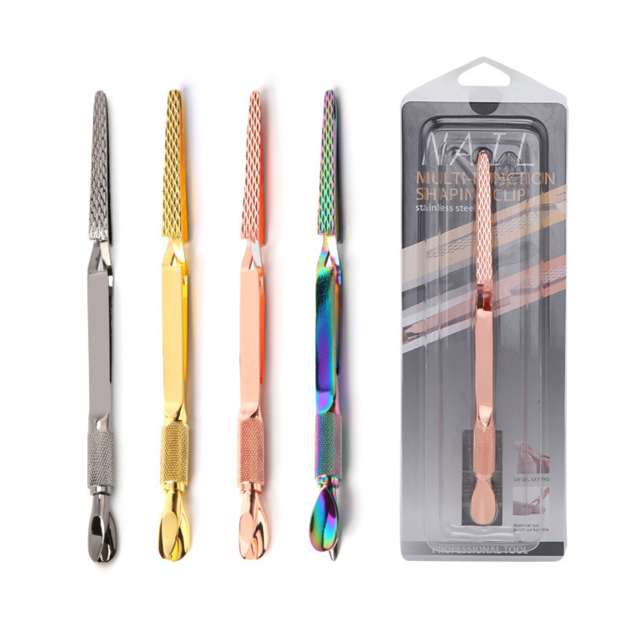 Nail Shaping Tweezers Clip Stainless Steel Crystal Nail art Extension nail tip Pincher Cuticle Pusher Double head Forming pliers