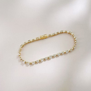 <span class=keywords><strong>Bracelet</strong></span> tennis en diamant de laboratoire, <span class=keywords><strong>or</strong></span> 18 carats, pavé de diamants, pour femme, minimaliste, alternant carrés et ronds, bijoux fins, cadeau - Product Image 3