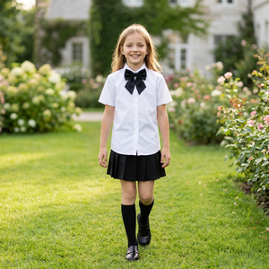 Uniforme Escolar JK para Niñas al por Mayor, Conjunto <span class=keywords><strong>de</strong></span> 3 Piezas, Camisa <span class=keywords><strong>de</strong></span> Manga Corta, Falda Plisada, Corbata <span class=keywords><strong>de</strong></span> Lazo, Estilo Preppy, Atuendo Académico Oscuro para Niñas, OEM - Product Image 3