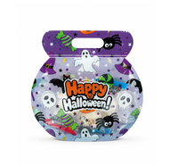 Pochette refermable personnalisée pour Halloween avec motifs toile d'araignée, fantôme et citrouille pour emballage de bonbons et cadeaux (Option logo personnalisé)