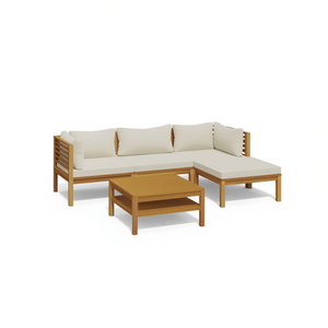 Set Lounge da Giardino in Legno di Acacia Crema 4 Posti, Mobili da Esterno Resistenti alle Intemperie - Product Image 1