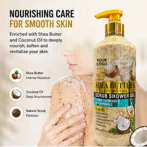 Scrub Doccia Erboristico al Burro di Karité e Niacinamide 1000ml, Gel Detergente Corpo Sbiancante e Idratante con Profumo per una Cura della Pelle Rinfrescante - Product Image 1