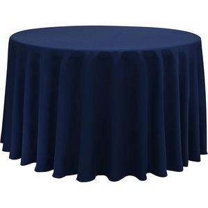 Polyester Woven Fabric Navy Blue Wrinkle Free Durable Elegant Waterproof Customizable Machine Washable Various Colors Tablecloth - Product Image 1