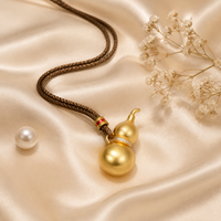 TANGPEI 2026 Nouveau Collier Double Gourde Hulu Style Chinois pour Femme, en Alliage Plaqué Or, Cordon Tressé, Porte-Bonheur, Cadeau Tendance et Mode