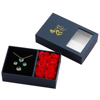 Coffret Cadeau Rose Saint Valentin Boîte à Bijoux Cerated Six Fleurs Emballage de Mariage Fleur Eternelle Fête des Mères Boîte Cadeau Magnétique