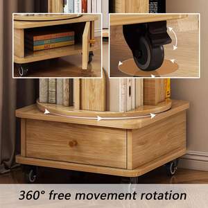 Estantería giratoria de 4/5 niveles, estantería de esquina de madera para libros, estantería estrecha de rotación de 360 ° con estanterías de ruedas universales silenciosas - Product Image 6