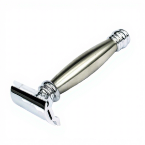 Double Edge Black Butterfly Twin Blade Safety <b>Razor</b> with Long Handle Polish/Satin Finish Leather Case-For Men Wet Shaving - Product Image 1