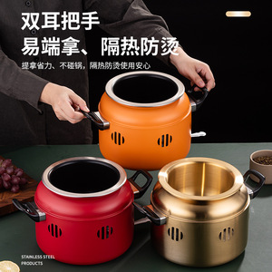 Stainless Steel Mini Hot Pot 2.1L-4L Portable With Double Handles For Camping Cooking - Product Image 1