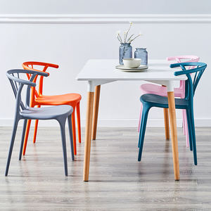 Chaise de salle à manger nordique, chaise en plastique avec dossier, tabouret en plastique moderne et simple pour hôtel - Product Image 3