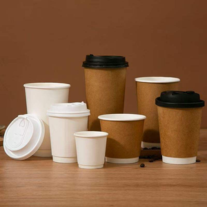 <b>Custom</b> Logo Printed Eco Friendly Biodegradable Disposable Double Wall Brown Kraft Paper Coffee <b>Cups</b> For Hot Drinks - Product Image 3