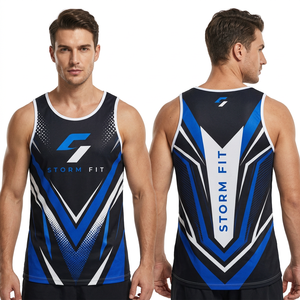 เสื้อกล้ามผู้ชาย Storm Fit แบบไม่มีแขน พิมพ์ลายด้วยความร้อน โพลีเอสเตอร์ 100% แห้งเร็ว คอกลม สำหรับออกกำลังกาย ชุดกีฬา น้ำหนัก 180 กรัม - Product Image 1