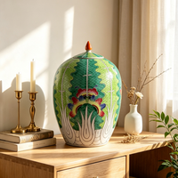 Pot en céramique à couvercle motif libellule Bok Choy, style Chinoiserie, pour décoration de buffet de salon, récipient de rangement anti-humidité