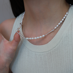 Nouveau collier unique en argent sterling avec perle naturelle et couture à vis - Product Image 3