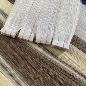 यूरोपीय शीर्ष गुणवत्ता अदृश्य और निर्बाध संरेखित क्यूटिकल बालों को मानव बालों के विस्तार में इंजेक्ट टेप - Product Image 1