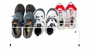 Horizontal <b>Shoe</b> <b>Rack</b> Metal Single Tier Space Saving Entryway <b>Storage</b> White 6-10 Pairs Capacity Minimalist Design - Product Image 1