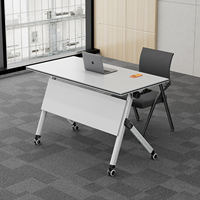 Table d'entraînement pliable en bois durable et minimaliste avec roulettes, bureau de conférence modulable et long pour l'enseignement et les institutions