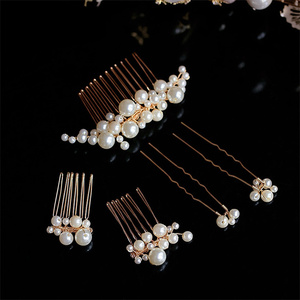 طقم إكسسوارات شعر للعروس، مشط شعر عتيق الطراز مصنوع من الأسيتات مع لآلئ كبيرة - Product Image 3