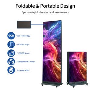 Écran d'affichage publicitaire LED pliable pleine couleur sur pied, cadre d'affichage P2.5 P1.86 P1.5, affiche LED pliable en trois parties - Product Image 2