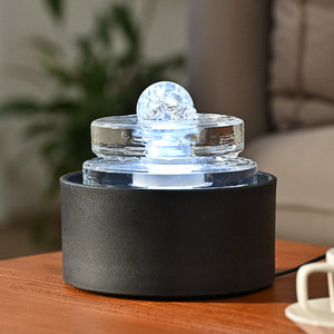 Adornos de Cristal de Resina Cuadrados Creativos con Agua Circulante, Hechos a Mano, con Luz, Modernos, para el Hogar, Oficina, Escritorio, Feng Shui - Product Image 2
