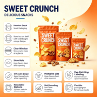 Sachets refermables durables multi-tailles avec fermeture éclair, personnalisables par impression couleur et gaufrage pour l'emballage alimentaire et du sucre
