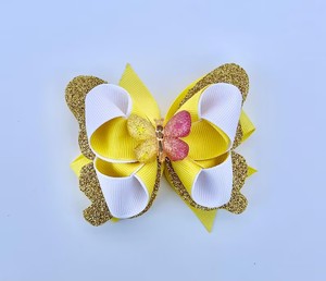 Elegante Handgemachte Kinder-Haarschleife im Süßen Stil mit Schmetterling, Glitzer, Satinband und Ripsband, Alligator-Clip für Partys, Kartonverpackung - Product Image 4