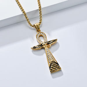 Hip Hop Iced Out CZ Religious Anka <b>Cross</b> Waterproof 316L Pvd Stainless Steel Fashion Jewelry Pendant Necklaces for <b>Men</b> Wholesale - Product Image 5