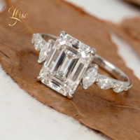 Anillo de Compromiso Radiante con Diamante Cultivado en Laboratorio con Certificación IGI VVS CVD, Plata 925, Anillo Personalizado con Diamantes Laterales Creados en Laboratorio VVS