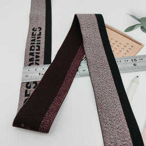 Nouvelle conception de bande élastique en jacquard noir et blanc avec logo, sangle en spandex avec lettrage réglable, bande de bordure en nylon - Product Image 2