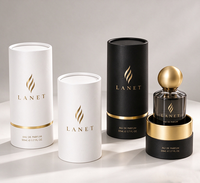 Boîtes d'emballage cylindriques personnalisées pour huiles essentielles et parfums avec gaufrage, doublure en éponge en papier artistique et fermeture magnétique dorée