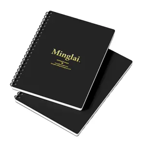 Caderno de fio de papel preto reciclado personalizado, caderno de fio espiral com impressão de logotipo 2022