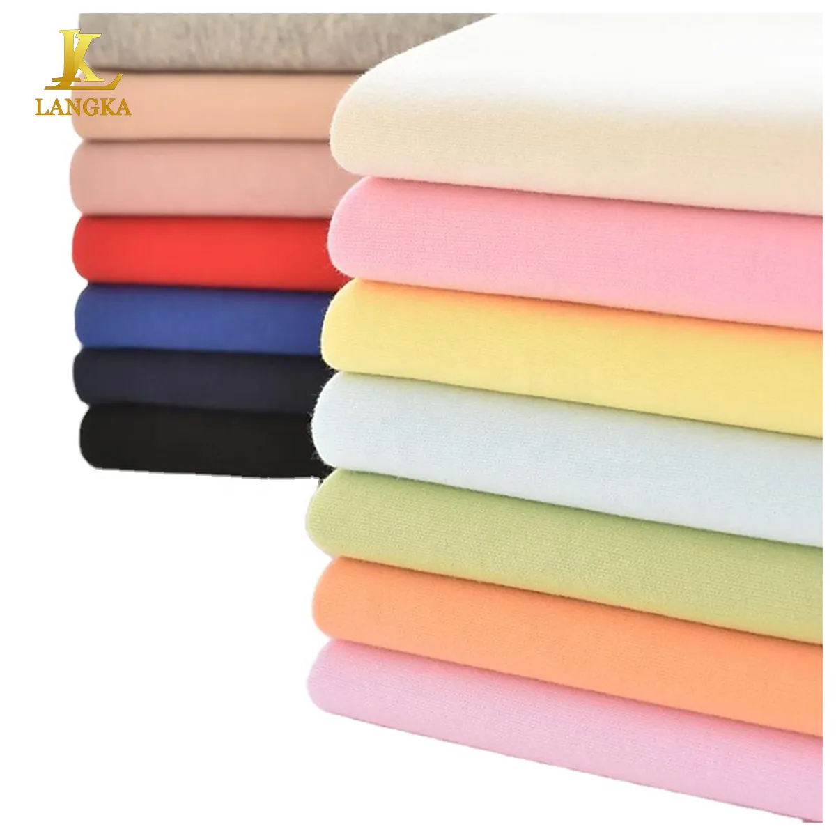 Langka brossé teinture unie 380gsm 400gsm 80 coton 20 polyester éponge française tricoté polaire à capuche tissu pour sweat-shirt