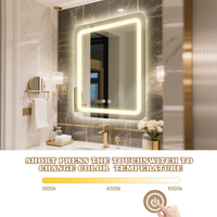 Miroir LED rectangulaire à coins arrondis avec 3 températures de couleur réglables pour salle de bain