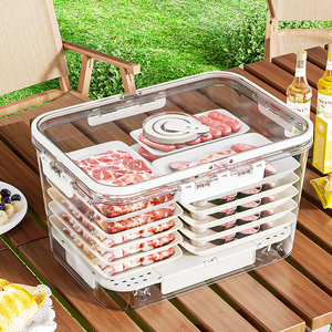 3 Packs Organisateur de réfrigérateur Conteneurs de stockage de fruits <span class=keywords><strong>légumes</strong></span> frais Boîte de conservation d'activités de plein air Bacs de stockage des aliments - Product Image 1