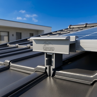 YZ YZ-MC03 Fixations rapides pour panneaux solaires en Al6005-T5 (Argent/Noir) pour modules encadrés, rails de montage à clic simple, résistance au vent 60 m/s