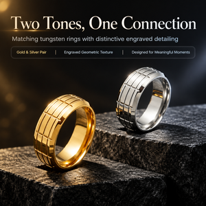 Trendy Unisex Thick Wide Statement <b>Ring</b> Rectangular Grid Groove Engraved Surface <b>Stainless</b> <b>Steel</b> Men <b>Women</b> Daily Finger <b>Ring</b> - Product Image 5