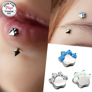 Piercing Labret en Titane, Bijoux pour Sourcils, Anneaux de Nombril, Piercings Rook et Tragus pour Femme, Motif <span class=keywords><strong>Patte</strong></span> de Chat, Vente en Gros - Product Image 6