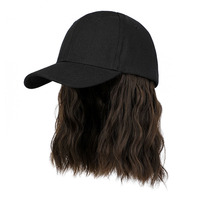 Casquette de baseball pour femme avec perruque intégrée, cheveux synthétiques courts bouclés naturels, ajustable, style BOBO, pour filles