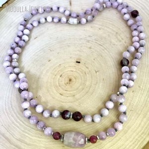 MN31872 Pierre Naturelle Kunzite Tourmaline Rose Perlée 108 Mala Perles <span class=keywords><strong>Coeur</strong></span> <span class=keywords><strong>Chakra</strong></span> Prière Spirituelle <span class=keywords><strong>Mantra</strong></span> Bijoux Cadeau - Product Image 5