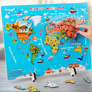 Nouveau Design en bois 3D magnétique <span class=keywords><strong>carte</strong></span> <span class=keywords><strong>du</strong></span> <span class=keywords><strong>monde</strong></span> Jigsaw <span class=keywords><strong>Puzzle</strong></span> jeu bois Montessori début éducatif aides pédagogiques jouets pour enfants - Product Image 2