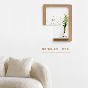 Nordic Style Wall <b>Clock</b> Rectangular <b>Battery</b> Powered Living Room Decorative Shelf <b>Clock</b> - Product Image 1