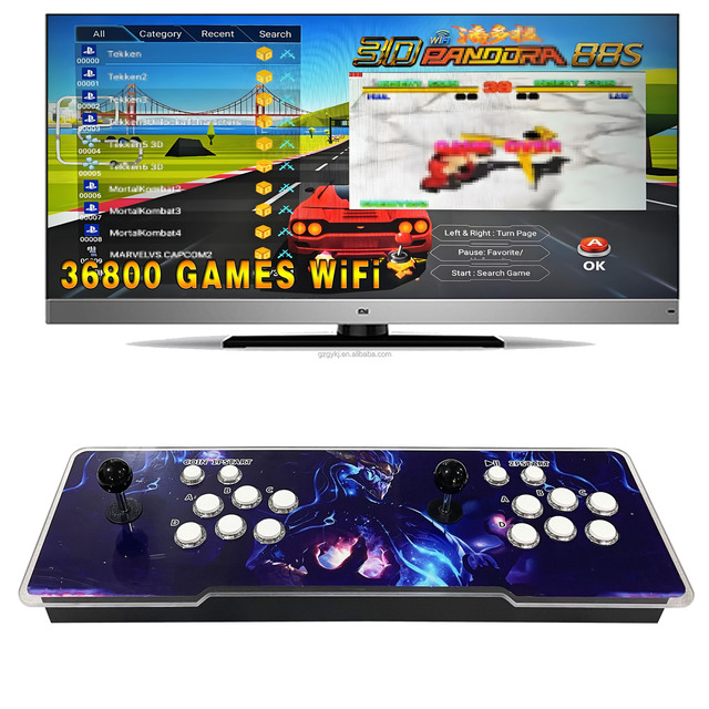 19 Inch HD Screen 3D Wired Arcade Game Console Portable Metal Case EU/US/Japan Plug 64GB Memory Multi-Language Support FC Games