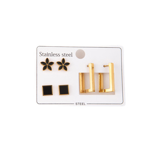 Boucles <span class=keywords><strong>d</strong></span>'oreilles clous Beiver pour femmes, tendance mode européenne <span class=keywords><strong>et</strong></span> américaine, design géométrique chiffres romains <span class=keywords><strong>et</strong></span> diamants, en acier inoxydable plaqué or - Product Image 5