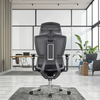 Chaise de bureau ergonomique moderne de luxe confortable pivotante et rotative avec accoudoirs réglables 5D, dossier en maille, appui-tête en alliage d'aluminium