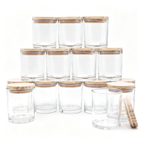 Lot de 12 pots à bougies cylindriques en verre transparent de 8 oz avec couvercles en bois de pin, kits de fabrication de bougies et décoration d'intérieur, livraison rapide en 7 jours