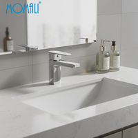 Robinet de lavabo commercial Momali, mitigeur de salle de bain monotrou en laiton massif, eau chaude et froide, à poignée unique, avec contrôle du débit