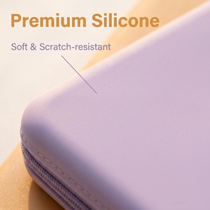 Pochette de rangement en silicone souple avec fermeture éclair, portable, avec dragonne, pour voyage, maquillage, monnaie et cartes, logo personnalisé, faible MOQ - Product Image 4