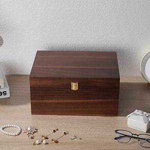 Wooden Jewelry Storage <b>Box</b> With Lid For Rings <b>Earrings</b> Watches Desktop Organizer - Product Image 3