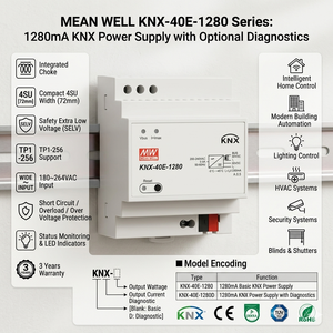 แหล่งจ่ายไฟ 30V KNX-40E-1280D แบบขาออกเดี่ยว 1280mA จัดส่งเร็วจากไต้หวัน แหล่งจ่ายไฟ KNX-40E-1280D B - Product Image 4